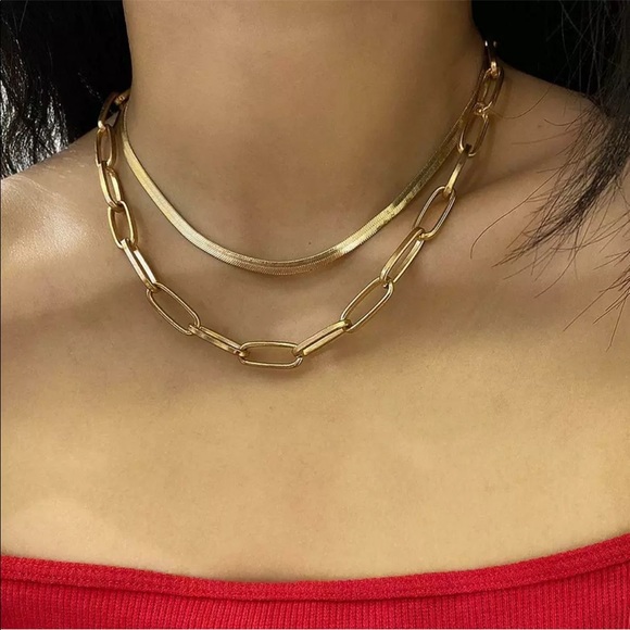Jewelry - New 18K Gold Plated Herringbone Necklace Chain New